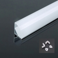 LED szalaghoz alumínium sín szett 45 fokos, 12mm-es szalaghoz***, sarki szerelés