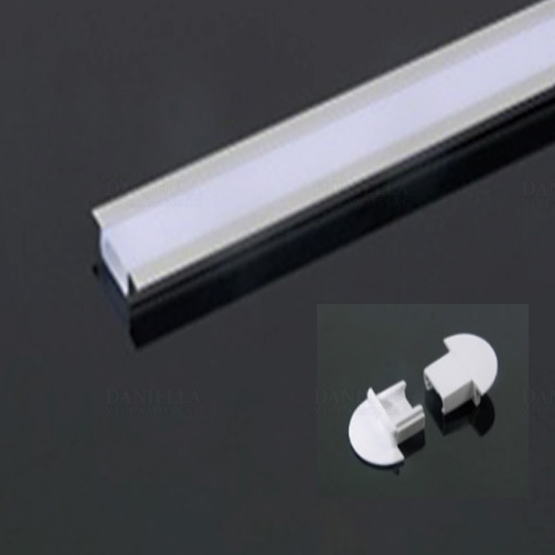LED szalaghoz alumínium sín szett süllyesztett sín 12mm-es LED szalaghoz, 1fm+opál takaró+2 db rögzítő+2 db végzáró DEL1489