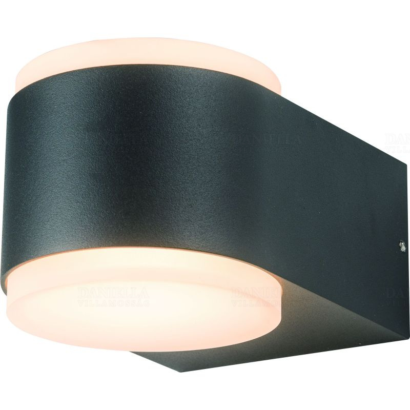 Kata round kültéri falra szerelhető lámpatest, fekete, LED 2x3W, 4000K, IP54 (lefelé és felfelé is világít) deLux DEL1553