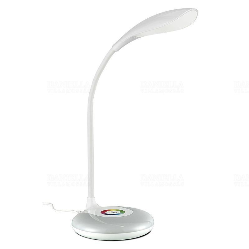 LED asztali lámpa, RGB talp, szabályozható fényerő, 3,5W, 320lm, 5000K, fehér, hálózati adapterrel, deLux DEL1684