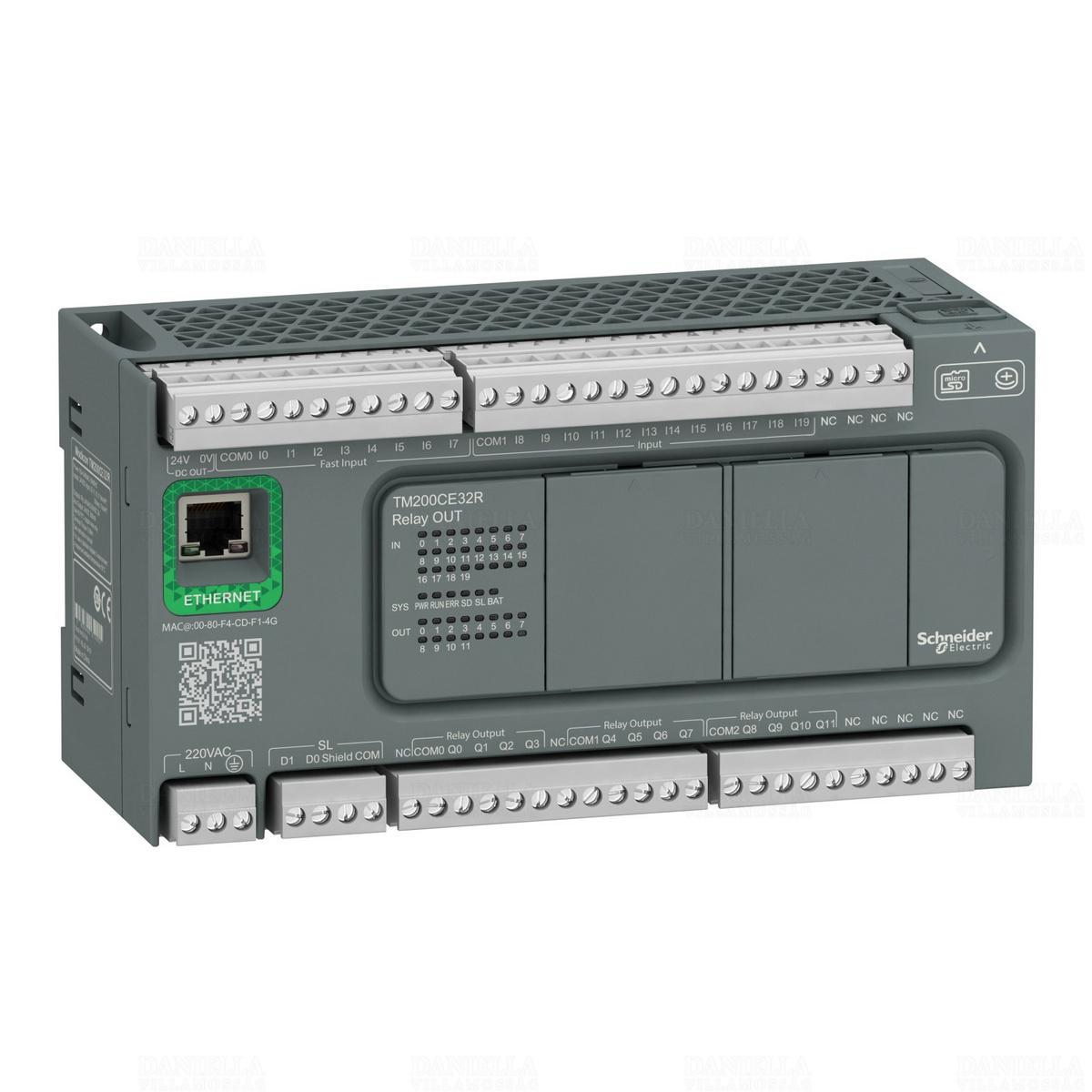 Modicon M200 Easy PLC, 32 I/O1xRS485, 1xEthernet, relés kimenet, 230 VAC TM200CE32R Schneider