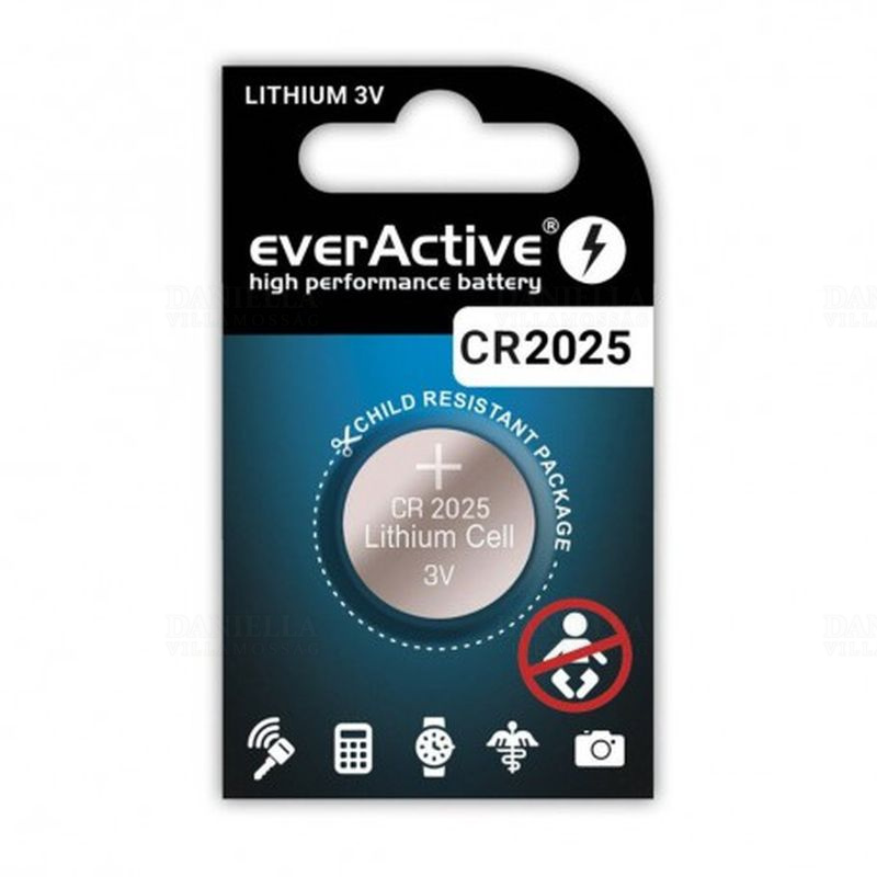 Elem gombelem  3V CR2025  lítium EverActive