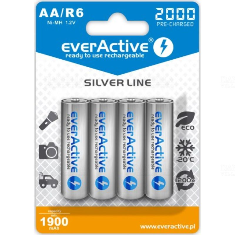 Elem Akku ceruza R06 2000mAh Ni-Mh EverActive Silver Line 4db/bliszter