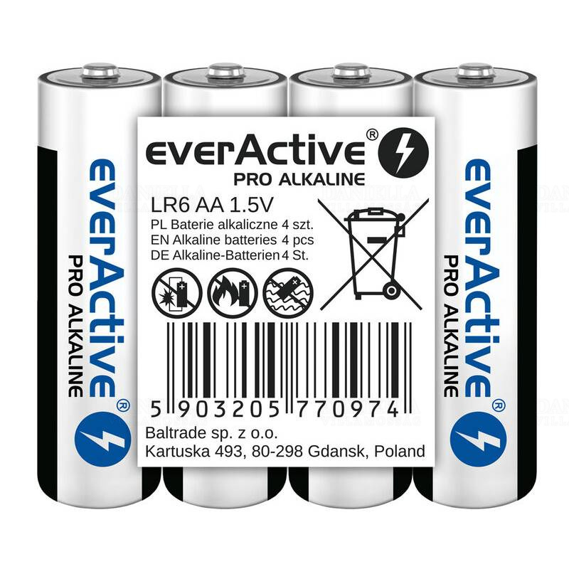 Elem ceruza R06,AA 1,5V  zsugorfóliázott (shrink) EverActive Pro Alkaline 4 db