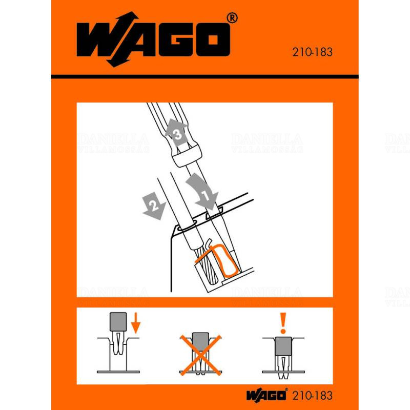 WAGO 210-183 Matrica működtetési utasításokhozfelső bekötéshez, sínre rögzíthető sork.